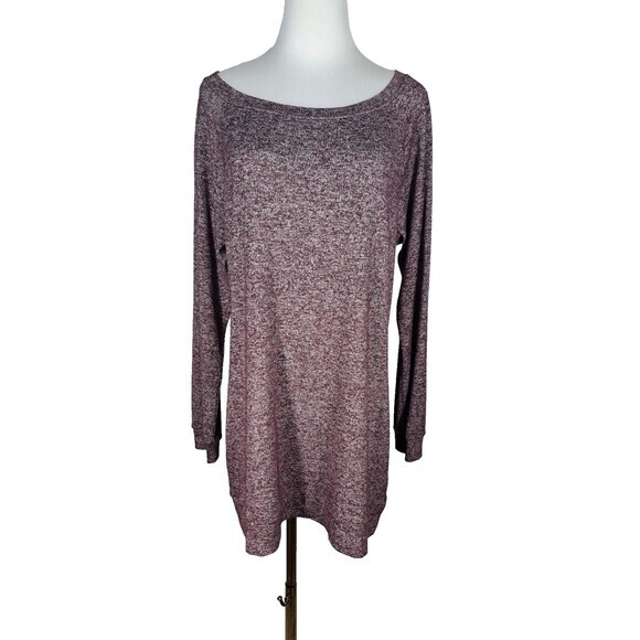 Athleta Large L Luxe Marled Plum Purple Heathered Tunic‎ Top Modal Blend Lounge - Picture 2 of 8